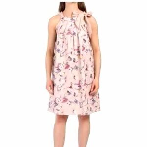 Bellambia womens small 4 6 dress mini knee pink blue yellow pattern linen Italy